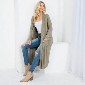 OT05 - PEYTON LONG OLIVE CARDIGAN